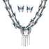 Zuni Sterling Silver Multicolor Butterfly Necklacke And Earrings Set AX127537